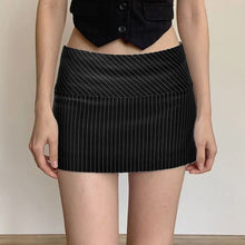 Load image into Gallery viewer, Women Low Waist Skirts Stripes A-line High Waist Skirt for Women Hips Spliced Short Skirt Ladies Bodycon Layered Mini Bottoms
