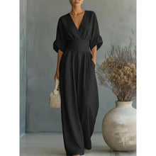 Load image into Gallery viewer, Women's Jumpsuit Fashion High Waist V-neck Casual Jumpsuits Sexy Solid Color Office Wide Leg Trousers Overalls Vacation Outfit
