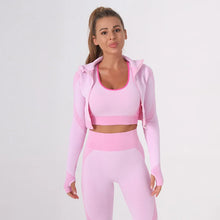 Load image into Gallery viewer, Summer Women's Yoga Sets Seamless Sports and Fitness Suit Tight Fast-drying Waist Closing Yoga Clothing Three-piece Set
