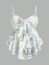 Load image into Gallery viewer, Women's Elegant Cami Top, Striped Printed Fabric, Bow Neck &amp; Front Tie Waist, Slim Sleeveless Camisole. Versatile for Spring &amp; S
