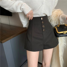 Load image into Gallery viewer, Black Shorts Women Spring Summer New Wide Leg Pants High Waist Single BreastedAApricot casual hot pants
