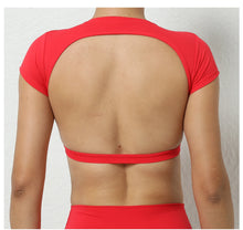 Load image into Gallery viewer, Sports Muscle Back Tee Without Padded Women Backless Sports Shirts Workout Gym Training Yoga T-Shirt Outdoor Open Back Tops
