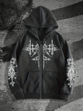 Load image into Gallery viewer, Unisex Gothic Dark Print Zip-Up Hoodie Trendy Streetwear Casual Everyday Fashion Unisex Style Holiday Gift
