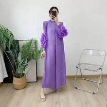 Load image into Gallery viewer, Women Elegant Evening Party Dresses 2025 Summer New Solid Colour Classic Long Sleeve Plate Flower Design Prom Dresses Female
