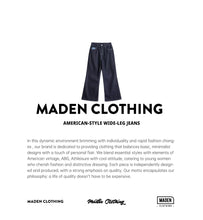 Load image into Gallery viewer, Maden Women's Vintage 12.4oz Washed Denim Jeans Straight Wide-Leg Casual Loose Fit Blue Trousers For Spring and Fall Streetwear
