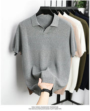Load image into Gallery viewer, 100% Cotton Short-sleeved POLO Shirt Men's Lapel Knitted T-shirt High-end Casual Bottoming Versatile Men's Short-sleeved Men's T
