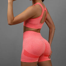 Load image into Gallery viewer, 2Pcs Women Yoga Outfit Set Sports Fitness Vest Running Workout Shorts Suit Gym Training Active Wear Handmade Accessory
