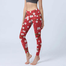 Load image into Gallery viewer, High Waist Yoga Leggings Japanese Style Cherry Blossom Botanical Print Soft Tights Women Fitness Gym Yoga Running Sports Wear
