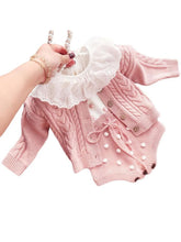 Load image into Gallery viewer, Striped Knit Baby Girl Romper
