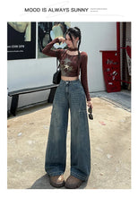 Load image into Gallery viewer, High Waisted Wide Leg Jeans Women Cotton Retro Denim Y2k Loose Fashion Design Sense Pant Streetwear Baggy Straight Trouser Woman
