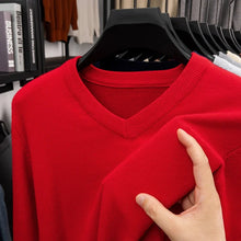 Load image into Gallery viewer, New Sweatwear Men's V Neck Basic Solid Color Sweaters Round Neck Elastic Pullovers Warm Autumn Knitted Oversized Sweater Men
