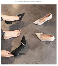 Load image into Gallery viewer, High Heels Women with 2024 New Spring and Autumn Pointy Women's Shoes Dress Wedding Shoes Temperament Banquet Single Shoes
