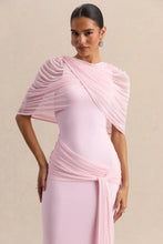 Load image into Gallery viewer, Elegant Mermaid Evening Dress Draped Detachable Cape Sleeveless Bodycon Maxi Gown Wedding Party Elegant Draped Formal Dress
