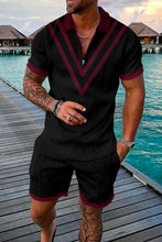 Load image into Gallery viewer, Summer Men's Tracksuit Short Sleeve Polo Shirt Set Fashion Luxury Chain Print Clothing 2 Pieces Casual Suit Streetwear Outfit
