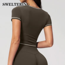 Load image into Gallery viewer, Yoga Shirts Women Sports T-Shirts Fitness Yoga Short Sleeve Gym Workout Top Running Active Shirts Female Push Up Sports T-shirts
