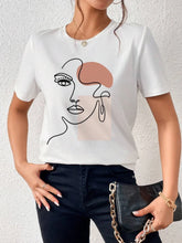 Load image into Gallery viewer, Women T-Shirts Fashion Simple Women's Face Print Tees Casual Soft Short Sleeve Tops Comfortable Street Clothes graphic t shirts
