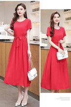 Load image into Gallery viewer, New Fashion Summer Dresses For Women 2025 Elegant Casual Short Sleeve Midi Dress Soild Colour Women Clothing
