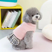 Load image into Gallery viewer, Cute Pet Dress Autumn Winter Plaid Princess Skirt Small Dog Coat Puppy Party Clothes Poodle Yorkie Apparel
