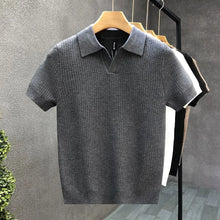 Load image into Gallery viewer, 2026 Men's Summer Polo Shirt Korean Style Slim Wrinkle Resistant Collar Solid Color T-Shirts Casual Thin Sleeve Trendy Knit Tops
