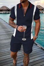Load image into Gallery viewer, Summer Men's Tracksuit Short Sleeve Polo Shirt Set Fashion Luxury Chain Print Clothing 2 Pieces Casual Suit Streetwear Outfit
