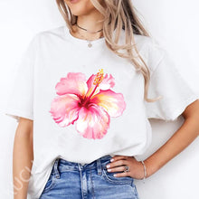 Load image into Gallery viewer, Pink Hibiscus Casual Y2K Tee
