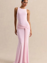 Load image into Gallery viewer, Elegant Mermaid Evening Dress Draped Detachable Cape Sleeveless Bodycon Maxi Gown Wedding Party Elegant Draped Formal Dress
