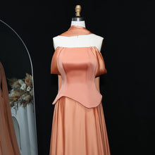 Load image into Gallery viewer, Brown Off Shoulder Chiffon Evening Gown
