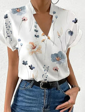 Load image into Gallery viewer, Shirts For Women 2023 Summer Loose V-neck Stand Collar Print Tops And Blouses Blusas Elegantes Finas Para Mujer Casual T Shirt
