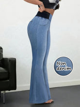 Load image into Gallery viewer, Women's Imitation Denim Flared Jeans, High Waist Stretchy Leggings Booty Lifting Casual Pants Trousers for Casual Streetwear
