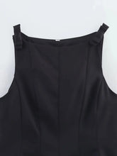 Load image into Gallery viewer, Summer Women Vintage Black Cropped Tops Bow Slim O Neck Sleeveless Off Shoulder Tank Tops Trend Female Casual Chic Vest Top
