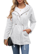 Load image into Gallery viewer, Women's Hooded Trench Coat Spring Autumn Fitted Solid Color Jacket for Daily Outdoor Camping Hiking
