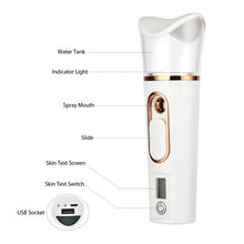 Load image into Gallery viewer, Mist Sprayer Handheld Nano Beauty Instrument Mini Hydrating Humidifier Skin Care LED Display Portable Facial Steamer Nebulizer
