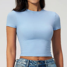 Load image into Gallery viewer, Yoga Shirts Women Sexy Exposing The Navel Short Sleeve Workout Crop Top Gym Top Fitness Running Workout Sport T-shirts Yoga Wear
