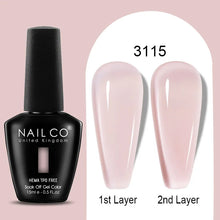 Load image into Gallery viewer, NAILCO 15ml Colorful Jelly Gel Nail Polish Gorgeous Color HEMA TPO FREE Soak Off UV LED Semi Permanent Long Wear Gel Varnish
