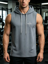 Load image into Gallery viewer, Summer Men‘s Workout Tee Running Training Hooded Sleeveless Gym Fitness Top Fashionable Loose Quick Drying Sports Tank Top

