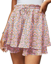 Load image into Gallery viewer, Boho Floral Mini Skirt with Ruffle Hem
