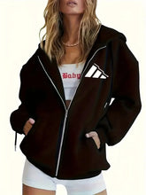Load image into Gallery viewer, Printed Fleece Zip Hoodie Jacket

