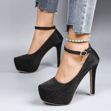 Load image into Gallery viewer, Women's High Heels 2025 New Style Semi-Uppered Thin Heel Waterproof Platform Buckle Fashion Shoes Large Size Strap Shoes
