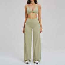 Load image into Gallery viewer, Yoga Set - Backless Bra + Cross Waist Wide Leg Pants Fitness Suit, Jogging Tracksuit Active Wear Workout Loungewear Sports Gym
