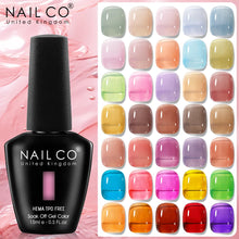 Load image into Gallery viewer, NAILCO 15ml Colorful Jelly Gel Nail Polish Gorgeous Color HEMA TPO FREE Soak Off UV LED Semi Permanent Long Wear Gel Varnish
