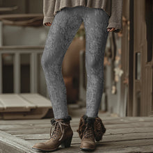 Load image into Gallery viewer, Fashion Women's Slim-Fit Leggings Wine Red Floral Pants Autumn Winter Stylish Thick Warm Pants Sexy Tights for Outdoor Wear
