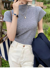 Load image into Gallery viewer, Knitted 2025 New Basic Sweaters Fashion Women Turtleneck Solid Thin Short Sleeve Slim Pullovers Streetwear Bodycon Sweater
