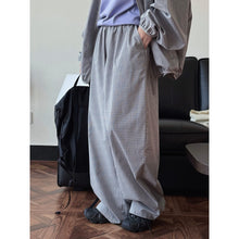 Load image into Gallery viewer, 2026 Women Summer Long Pants High Waist Wide Leg 80% Cotton Plaid Pants Fashion Clothes Vintage Pants Female Trousers
