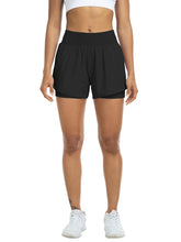 Load image into Gallery viewer, Women's high-waisted athletic shorts for running, yoga, layered design, anti-exposure, fitness, and workout with pockets
