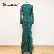 Load image into Gallery viewer, Elegant Wedding Evening Dress for Women 2026 V Neck Long Sleeves Mermaid with Detachable Train Prom Party Gowns Customized
