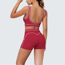 Load image into Gallery viewer, New Woman Yoga Set Color Blocking Sexy Sport Bra Yoga Underwear with Chest Pad High Waist Stripe Running Fitness Shorts Yoga Set

