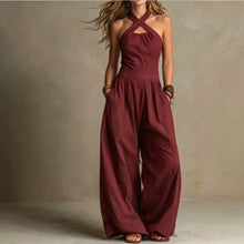 Load image into Gallery viewer, 2026 Summer Jumpsuit Solid Color Hanging Neck Elegant Casual Versatile Simple Fashion Comfortable Daily Style Wide Leg Jumpsuit

