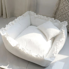 Load image into Gallery viewer, Pet Dog Lace Bed Cat Bed Cute Puppy Square Sleeping Cushion Bed Cat Sofa Warming Dog Nest with Pillow Washable Pet Bed S~L
