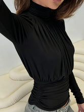 Load image into Gallery viewer, Elegant Black Turtleneck Tee Women
