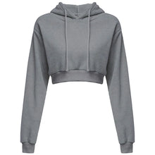 Load image into Gallery viewer, Cropped Hooded Pullover Sweatshirt Women
